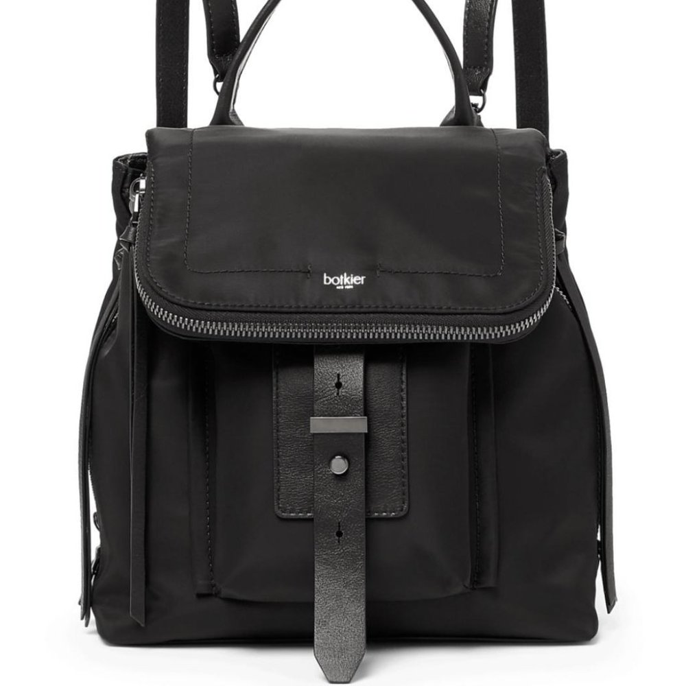 Botkier Black Nylon Backpack with Leather Strap Detail